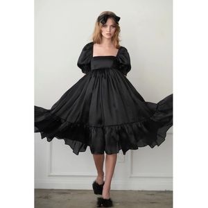 NWOT Selkie The Caviar Silk Satin Organza French Puff Dress